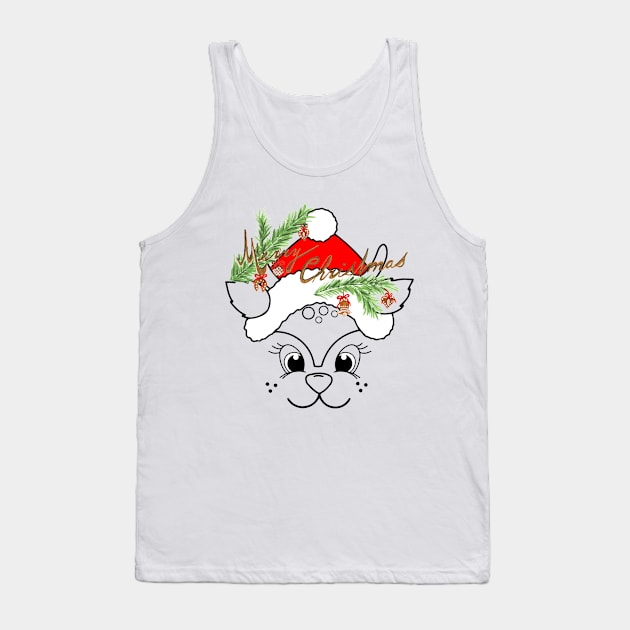 Funny Christmas Holiday Reindeer Cartoon Tank Top by HJDesign